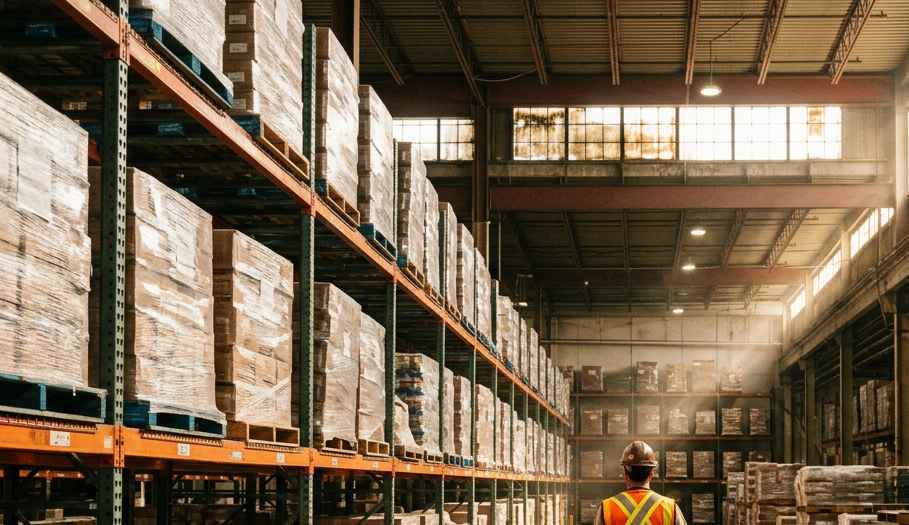 The kind of operating business a family sells: a distribution warehouse at the start of a shift